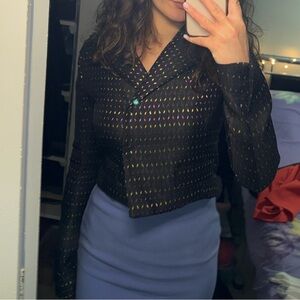 Elegant Black Women's Jacket with Subtle Pattern